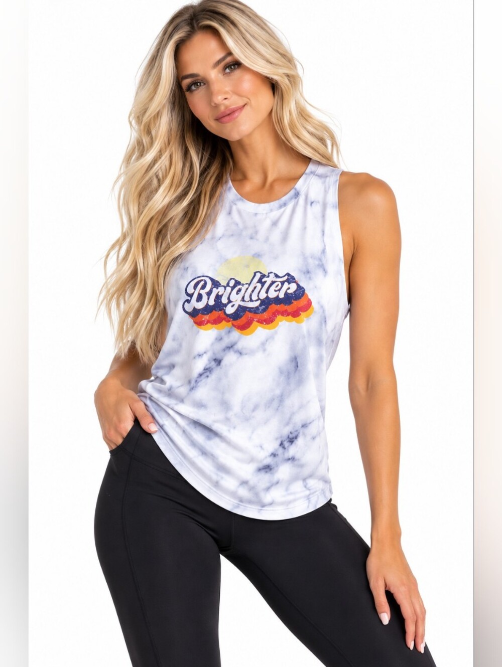 NWT ZYIA Active Hendrix Brighter Marble Workout Tank Top M